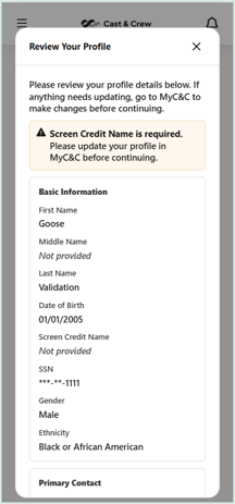 Crew Review Profile Info Before Each Offer