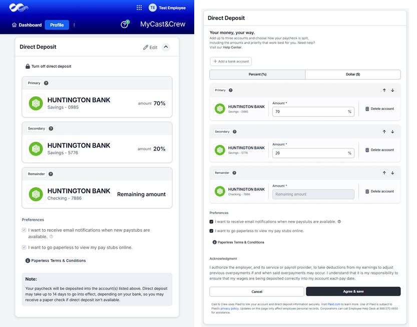 Direct Deposit Redesign (Mobile)