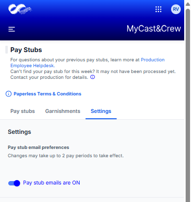 MyC&C Paystub Opt In